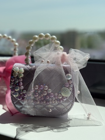 Geantă fete Lila cu perle elegantă, Royal Pearl