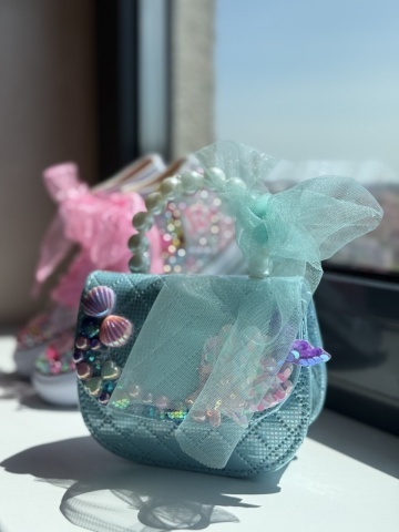 Geantă fete turcoaz cu perle, Mermaid Pearl