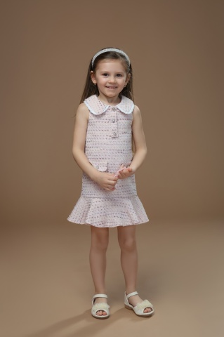 Rochie casual pentru fetite trendy din tweed roz premium, Zora