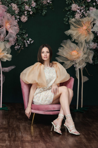 Rochie dama de ocazie din organza cu mâneci bufante, Bijou - Img 3