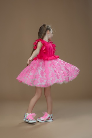 Rochie de blug fuchsia Barbie cu tulle și organza pentru fetițe - Ediție Limitată - Img 8