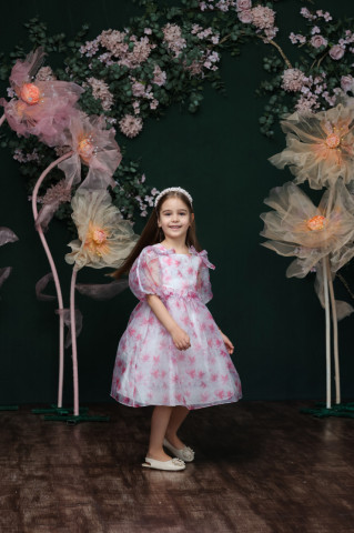 Rochie fete din organza cu imprimeu floral, Flora - Ediție Limitată - Img 4