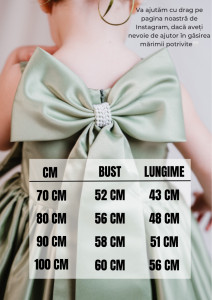 Rochie fete din tafta verde eleganta cu funda detașabilă, de ocazie, Charlotte - Img 3