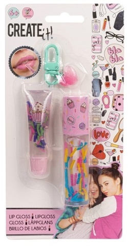 Set 2 luciuri de buze Create It!, cu breloc, balsam de buze pentru fetite, 6+ ani, model Bomboane stralucitoare