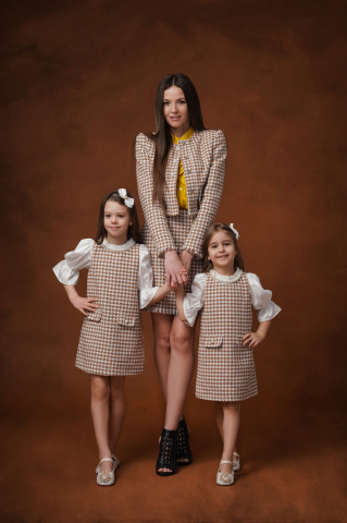 Set mama - fiica elegant din stofa houndstooth, Camilla - Img 3