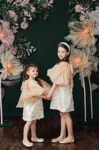 Stoc Limitat - Rochie fete de ocazie din organza cu mâneci bufante, Bijou - Img 3