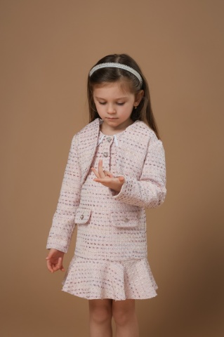 Bolero fetite din tweed roz premium Carmen - Img 5