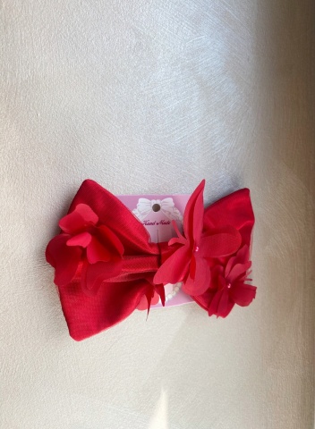 Clame păr fetițe Butterfly – fundiță roșie tulle cu fluture - Img 4
