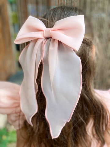 Clame păr fetițe oversize organza roz Pinky
