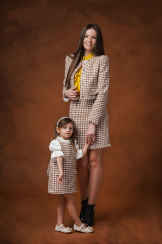 Costum damă cu sacou și fusta din stofă houndstooth, Claire - Img 5