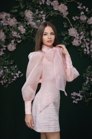 Fusta dama din tweed roz premium