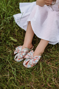 Papuci Colorati pentru Fete cu Funda și perle, Flowers - Img 3