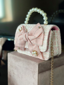 Pink Girls’ Handbag with Oversized Bow, Bow