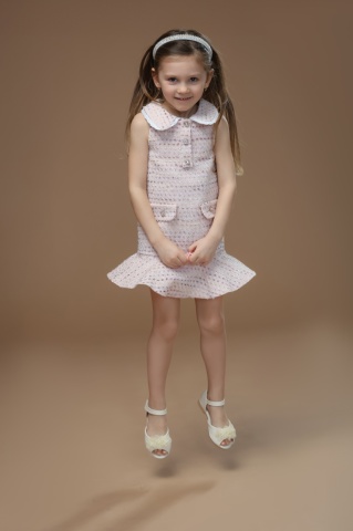 Rochie casual pentru fetite trendy din tweed roz premium, Zora - Img 7