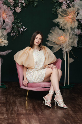 Rochie dama de ocazie din organza cu mâneci bufante, Bijou - Img 5