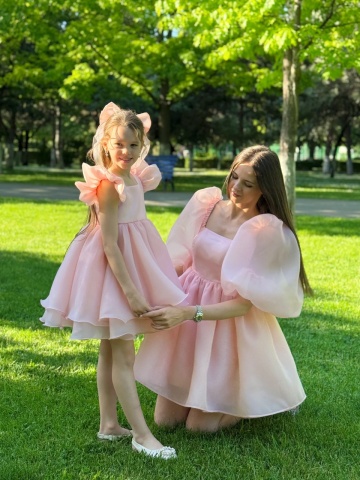 Rochie de ocazie baby doll roz din organza, Pinky - Img 7