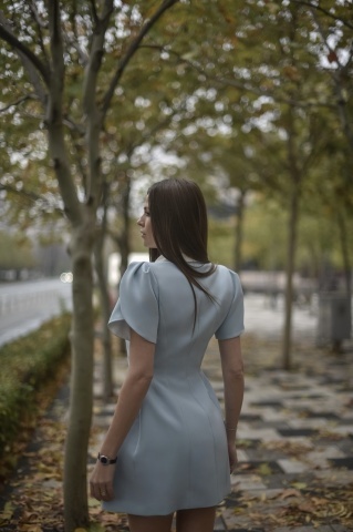 Rochie elegantă de ocazie damă tip sacou, baby blue – model versatil de zi și de seară - Img 2