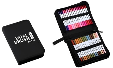 Set 60 carioci pe baza de apa, varf 2 in 1, penar negru, corp carioca alb, 26.5 x 17.5 x 4.5 cm, multicolor