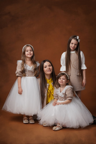 Set mama - fiica elegant din stofa houndstooth, Camilla - Img 4