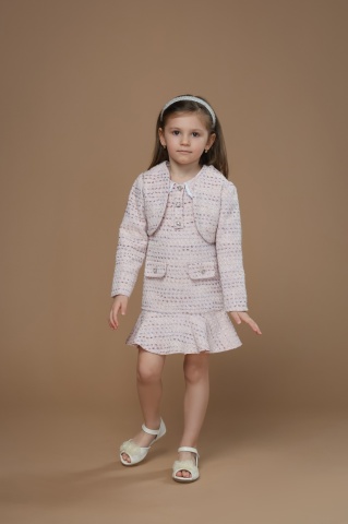 Bolero fetite din tweed roz premium Carmen - Img 6