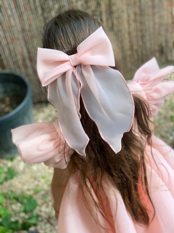 Clame păr fetițe oversize organza roz Pinky - Img 2