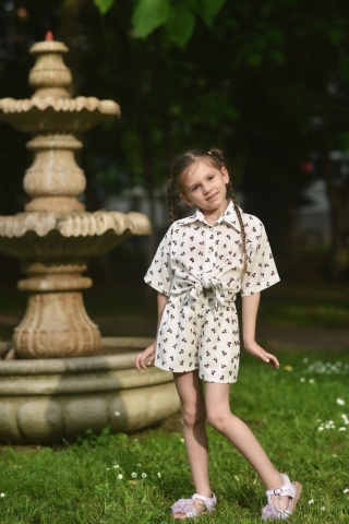 Compleu fete din muselină cu fundițe brodate Cherry - Img 10