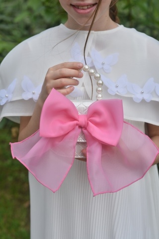Geantă fete cu fundă supradimensionată roz, Bonbon Bow - Img 3