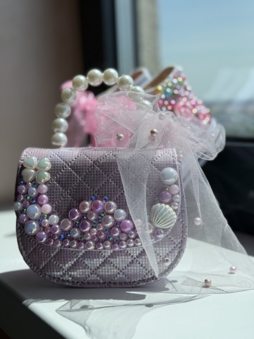 Geantă fete Lila cu perle elegantă, Royal Pearl - Img 7
