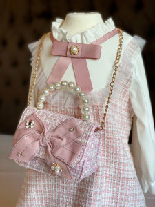 Pink Girls’ Handbag with Oversized Bow, Bow - Img 2
