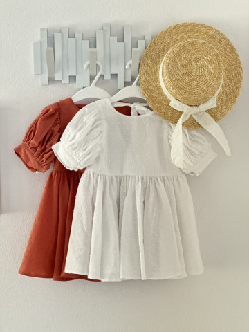 Rochie albă din voal de bumbac cu buline brodate, Ariel Certificare: Oeko-Tex 100 - Img 5