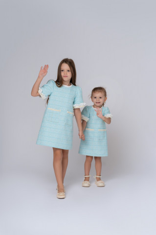 Rochie bleu fete din tweed, Zoe