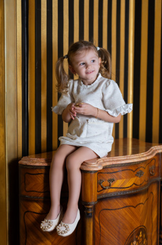 Rochie fete din tweed cu insertii roz, Amy - Img 2