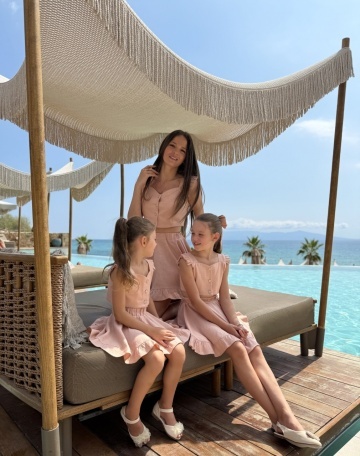 Set mama-fiica 2 piese crop top si fusta din în cu bumbac , Amelia