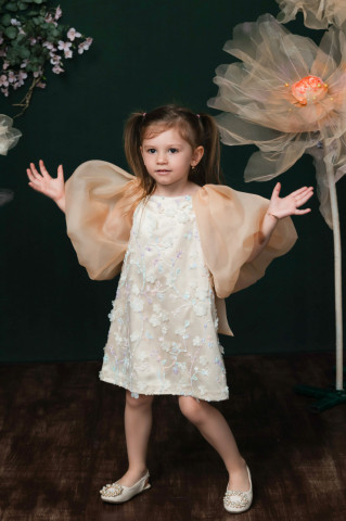 Stoc Limitat - Rochie fete de ocazie din organza cu mâneci bufante, Bijou - Img 5