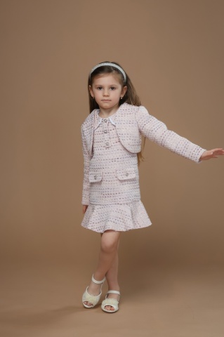 Bolero fetite din tweed roz premium Carmen