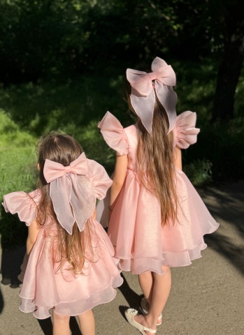 Clame păr fetițe oversize organza roz Pinky - Img 3
