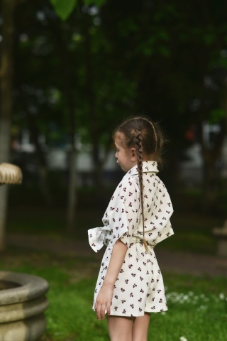 Compleu fete din muselină cu fundițe brodate Cherry - Img 9