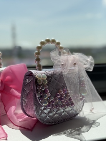 Geantă fete Lila cu perle elegantă, Royal Pearl - Img 3
