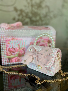 Pink Girls’ Handbag with Oversized Bow, Bow - Img 3