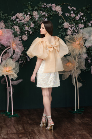 Rochie dama de ocazie din organza cu mâneci bufante, Bijou - Img 2
