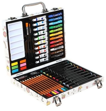 Set 53 piese pentru desen si pictura, tip servieta, model unicorni, 30 x 24 x 5.4 cm, multicolor
