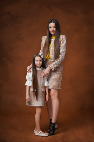 Set mama - fiica elegant din stofa houndstooth, Camilla - Img 8