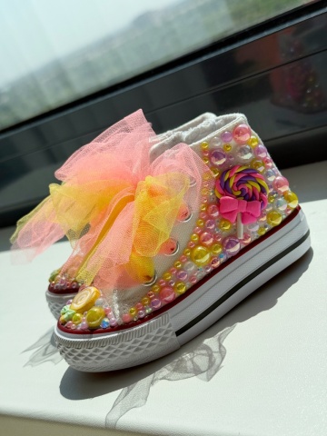 Teniși fete copii Lollypop Fantasy - Handmade - Img 2