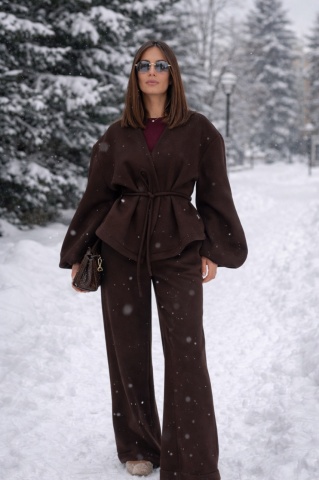 Compleu damă trening oversize cu pantaloni evazați cozy, Lara