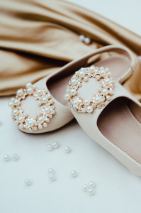 Cream Ballerina Shoes with Pearls for Girls, Victoria - Img 6