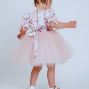 Elegant Premium Cotton Dress with Pink Tulle for Girls, Rose - Img 6