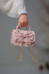 Pink Girls’ Handbag with Oversized Bow, Bow - Img 4