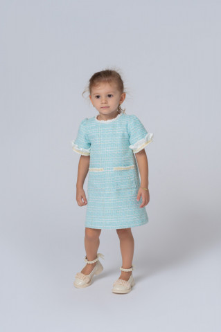 Rochie bleu fete din tweed, Zoe - Img 3