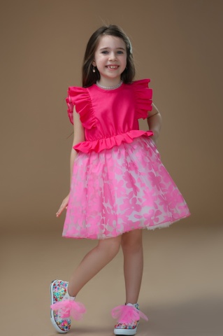 Rochie de blug fuchsia Barbie cu tulle și organza pentru fetițe - Ediție Limitată - Img 3