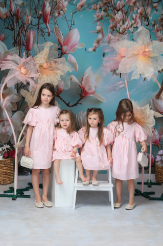 Rochie fete roz din bumbac 100%, Candy - Img 2
